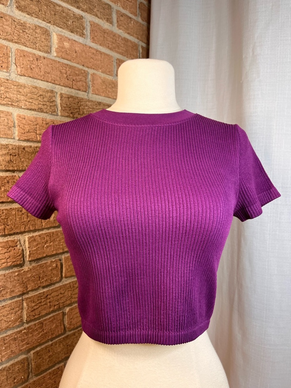 Forever 21 PANTONE CROPPED TEE in Fresh Berry - small